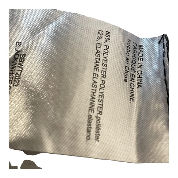 BEBE Black Grey White Polka Dot Long Sleeve Off the Shoulder Strap Blouse Sz XL - Picture 12 of 12